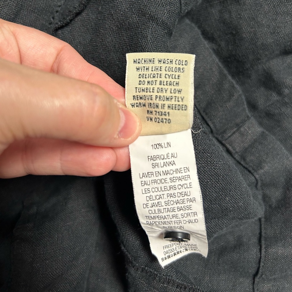 LL BEAN 100% Linen Black Pintuck Sleeveless Button Dress, Size 16 - Picture 6 of 6